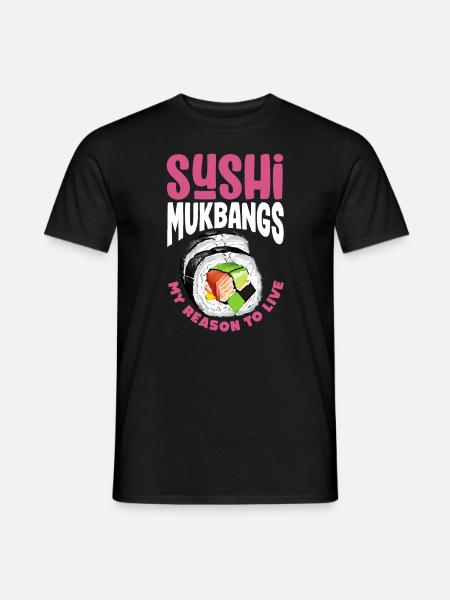 Mukbang and Sushi - Men's T-Shirt - black