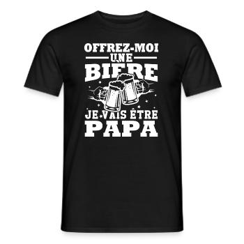 Offrez moi une bière je vais être papa - T-shirt homme - noir - Devant - AI Model Male 178 light (178cm)