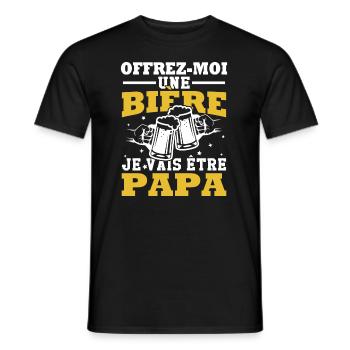 Offrez moi une bière je vais être papa - T-shirt homme - noir - Devant - AI Model Male 178 light (178cm)