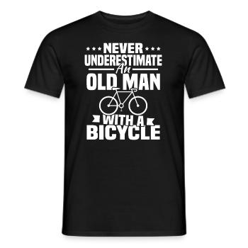 Never underestimate an old man with a bicycle... - Men's T-Shirt - black - Front - AI Model Male 178 light (178cm)