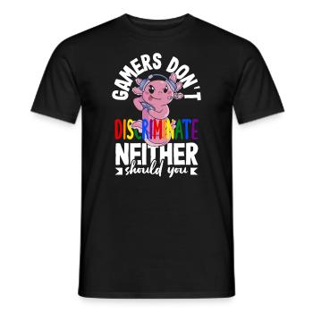 Gamers don't discriminate - neither should you - Men's T-Shirt - black - Front - AI Model Male 178 light (178cm)