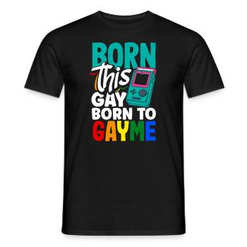 Né ce gay né à Gayme - T-shirt homme - noir - Devant - AI Model Male 178 light (178cm)