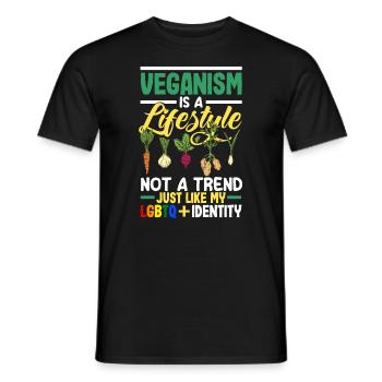 Le véganisme est un mode de vie et non une tendance comme la mienne. - T-shirt homme - noir - Devant - AI Model Male 178 light (178cm)