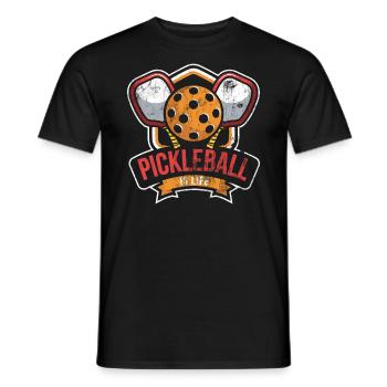 Life is amazing, Pickleball does it - Men's T-Shirt - black - Front - AI Model Male 178 light (178cm)