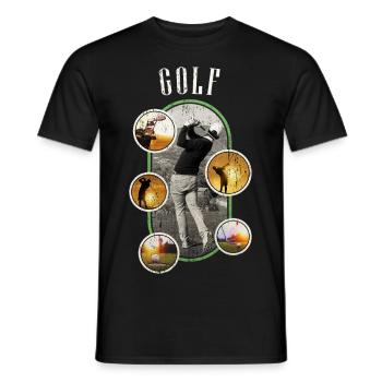 Golf Golfen Golfspieler Sport Hobby Club Vintage - Männer T-Shirt - Schwarz - Vorne - AI Model Male 178 light (178cm)