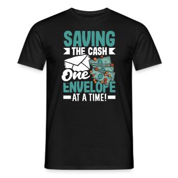 Économiser de l’argent une enveloppe à la fois de l’argent comptant - T-shirt homme - noir - Devant - AI Model Male 178 light (178cm)