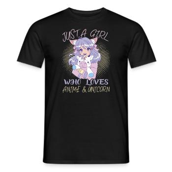 Just a girl who loves anime and unicorn - Men's T-Shirt - black - Front - AI Model Male 178 light (178cm)