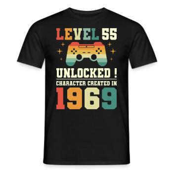 Level 55 Geburtstag Spieler 55 Jahre - Männer T-Shirt - Schwarz - Vorne - AI Model Male 178 light (178cm)