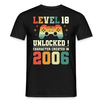 Level 18 Birthday Gamer 18 years old - Men's T-Shirt - black - Front - AI Model Male 178 light (178cm)
