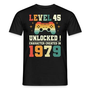 Level 45 Birthday Gamer 45 Years - Men's T-Shirt - black - Front - AI Model Male 178 light (178cm)