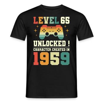 Level 65 Birthday Gamer 65 Years - Men's T-Shirt - black - Front - AI Model Male 178 light (178cm)