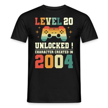Level 20 Birthday Gamer 20 Years - Men's T-Shirt - black - Front - AI Model Male 178 light (178cm)