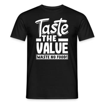 Goûtez la valeur, ne gaspillez pas de nourriture! Conscient - T-shirt homme - noir - Devant - AI Model Male 178 light (178cm)