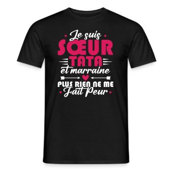 Sœur Tata et Marraine - T-shirt homme - noir - Devant - AI Model Male 178 light (178cm)