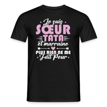 Sœur Tata et Marraine - T-shirt homme - noir - Devant - AI Model Male 178 light (178cm)