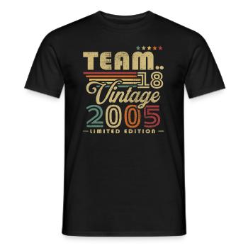 Vintage 2005 rétro cadeau d'anniversaire 18 ans - T-shirt homme - noir - Devant - AI Model Male 178 light (178cm)