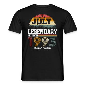 Les légendes sont nées en juillet 1993 - T-shirt homme - noir - Devant - AI Model Male 178 light (178cm)