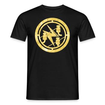 Electrician's Guild Coat of Arms Logo Gold - Men's T-Shirt - black - Front - AI Model Male 178 light (178cm)