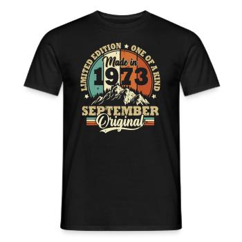 Cadeau Anniversaire Rétro Vintage 1973 Septembre - T-shirt homme - noir - Devant - AI Model Male 178 light (178cm)