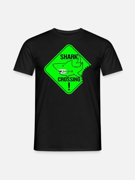 Shark Crossing Warnzeichen - Männer T-Shirt - Schwarz