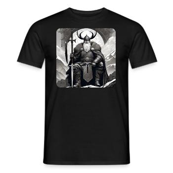 Proud Viking with Horns Helmet - Men's T-Shirt - black - Front - AI Model Male 178 light (178cm)