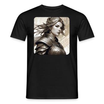 Fantasy Anime Fille Viking Germanique Trigues Moyen Âge - T-shirt homme - noir - Devant - AI Model Male 178 light (178cm)