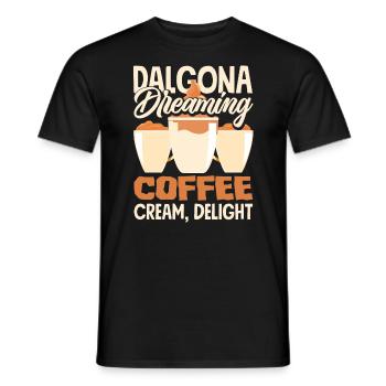 Dalgona Dreaming Coffee, Cream, Delight - Men's T-Shirt - black - Front - AI Model Male 178 light (178cm)