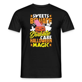 Bonbons Attention Soins Diabétiques Halloween Magie - T-shirt homme - noir - Devant - AI Model Male 178 light (178cm)