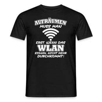 Aufräumen erst wenn das Wlan nicht mehr durchkommt - Männer T-Shirt - Schwarz - Vorne - AI Model Male 178 light (178cm)