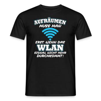 Aufräumen erst wenn das Wlan nicht mehr durchkommt - Männer T-Shirt - Schwarz - Vorne - AI Model Male 178 light (178cm)