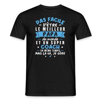 Papa et Coach - T-shirt homme - noir - Devant - AI Model Male 178 light (178cm)