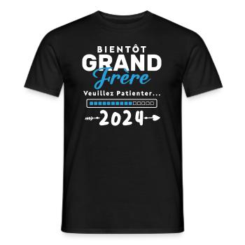 Bientôt Grand Frère 2024 - T-shirt homme - noir - Devant - AI Model Male 178 light (178cm)