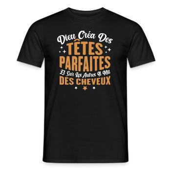 Dieu créa des têtes parfaites - T-shirt homme - noir - Devant - AI Model Male 178 light (178cm)