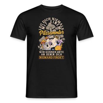 Pilzsammler Pilze sammeln Schwammerlsuche - Männer T-Shirt - Schwarz - Vorne - AI Model Male 178 light (178cm)