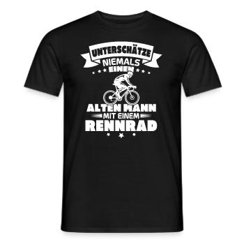 Alten mann mit einem Rennrad - Männer T-Shirt - Schwarz - Vorne - AI Model Male 178 light (178cm)