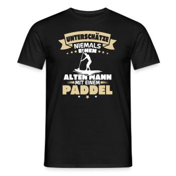 Alter Mann mit Paddel Kanufahrer Vintage Kanusport - Männer T-Shirt - Schwarz - Vorne - AI Model Male 178 light (178cm)