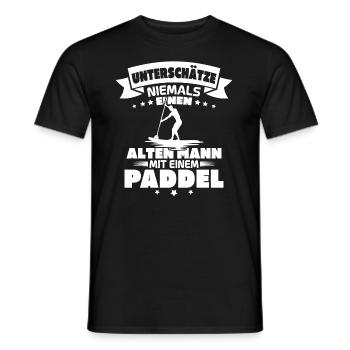 Alter Mann mit Paddel Kanufahrer Vintage Kanusport - Männer T-Shirt - Schwarz - Vorne - AI Model Male 178 light (178cm)