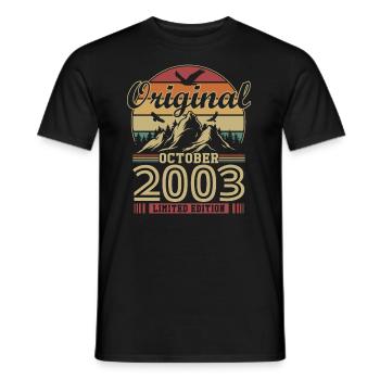 Original octobre 2003 vintage anniversaire 2003 - T-shirt homme - noir - Devant - AI Model Male 178 light (178cm)