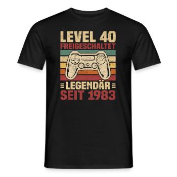 Level 40 freigeschaltet legendär seit 1983 - Männer T-Shirt - Schwarz - Vorne - AI Model Male 178 light (178cm)