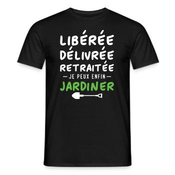 Libérée délivrée retraitée, je peux enfin jardiner - T-shirt homme - noir - Devant - AI Model Male 178 light (178cm)