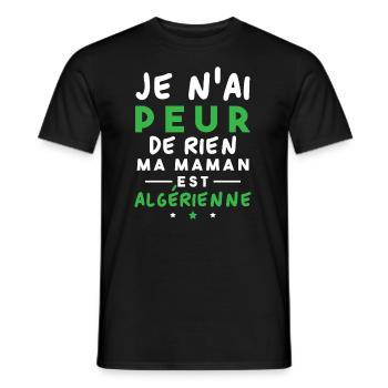 Je n ai peur de rien ma maman est Algérienne - T-shirt homme - noir - Devant - AI Model Male 178 light (178cm)