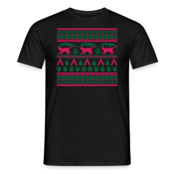 Christmas cat Ugly Christmas sweater gift - Men's T-Shirt - black - Front - AI Model Male 178 light (178cm)