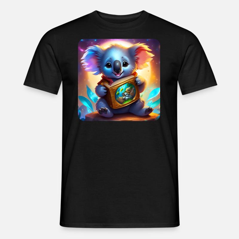 Cute koala bear with book - Men's T-Shirt - black