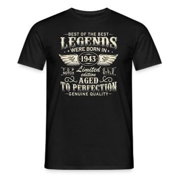 Vintage Legends Born 1943 Vintage BirthdayJ - Men's T-Shirt - black - Front - AI Model Male 178 light (178cm)