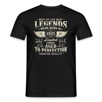 Jahrgang Legenden Geboren 1933 Vintage Geburtstag - Männer T-Shirt - Schwarz - Vorne - AI Model Male 178 light (178cm)