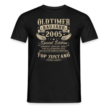 Oldtimer Baujahr 2005 Jahrgang Geburtstag Geschenk - Männer T-Shirt - Schwarz - Vorne - AI Model Male 178 light (178cm)