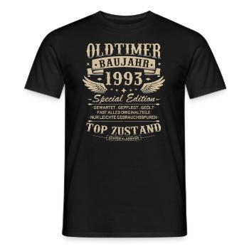 Oldtimer Baujahr 1993 Jahrgang Geburtstag Geschenk - Männer T-Shirt - Schwarz - Vorne - AI Model Male 178 light (178cm)