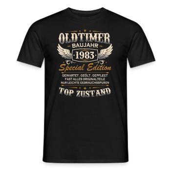 Oldtimer Baujahr 1983 Jahrgang Geburtstag Geschenk - Männer T-Shirt - Schwarz - Vorne - AI Model Male 178 light (178cm)