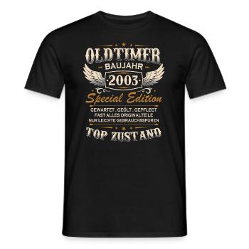 Oldtimer Baujahr 2003 Jahrgang Geburtstag Geschenk - Männer T-Shirt - Schwarz - Vorne - AI Model Male 178 light (178cm)