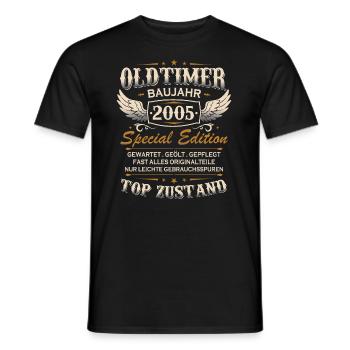 Oldtimer Baujahr 2005 Jahrgang Geburtstag Geschenk - Männer T-Shirt - Schwarz - Vorne - AI Model Male 178 light (178cm)